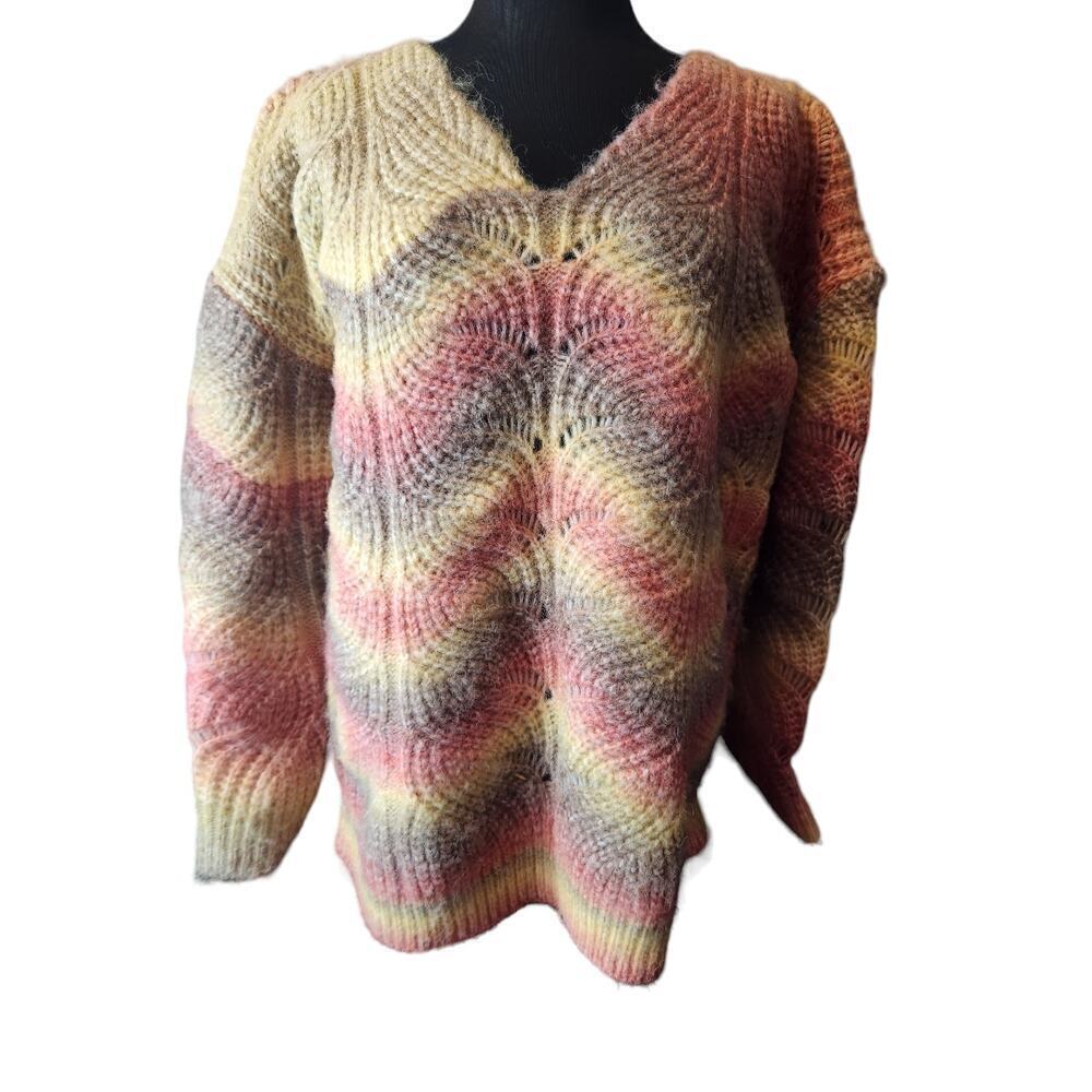 GiGio small knit wool blend sweater multi colored